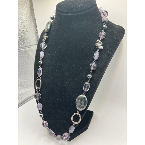 Purple Mixed Media Beaded 24 Inch Necklace! - Picture 4 of 10